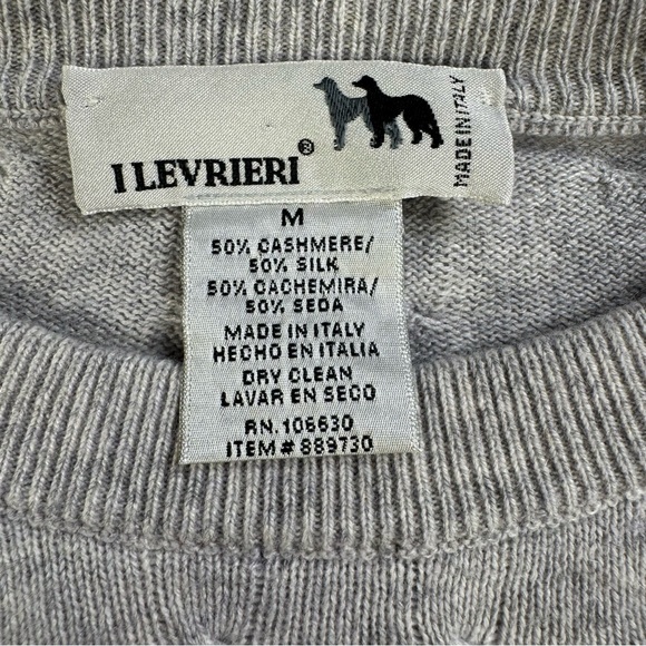 I LEVRIERI Men’s Medium Gray Cashmere Silk Crewneck Sweater Italy - Picture 7 of 11